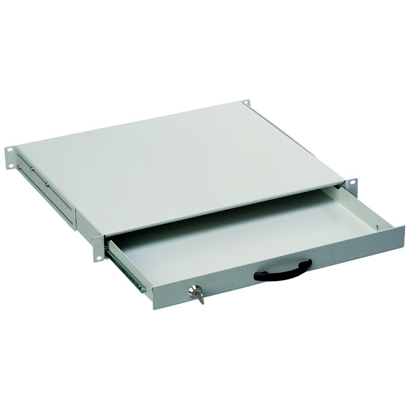 DIGITUS Tiroir clavier 19 pouces 1HE, gris clair, coulissant, verrouillable